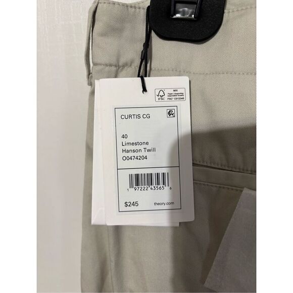 Brand New Theory Men's size 40 Limestone Gray Curtis CG Hanson Twill Pants $245 - Picture 7 of 7